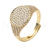 Brass Micro Pave Cubic Zirconia Cuff Rings for Women RJEW-A069-13G-03-4