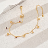 Bohemian Style Brass Colorful Rhinestone Round Tassel Anklets for Women's Party Beach BO1935-2