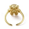 Brass Micro Pave Clear Cubic Zirconia Open Cuff Ring for Woman RJEW-M165-02C-G-3