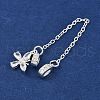 Brass Pave Clear Cubic Zirconia European Safety Chains with Charms KK-L236-15A-S-2
