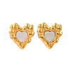 304 Stainless Steel Natural White Shell Stud Earrings EJEW-Z103-06G-02-4