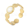 Ion Plating(IP) 304 Stainless Steel Enamel Textured Round Cuff Finger Rings RJEW-L107-066G-01-1
