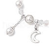 Shell Pearl & Glass Round Beaded Bracelets BJEW-JB11857-02-3