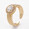 Brass Micro Pave Clear Cubic Zirconia Cuff Rings RJEW-C101-04-2