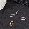 DELORIGIN 4Pcs 4 Styles Brass Micro Pave Clear Cubic Zirconia Twister Clasps ZIRC-DR0001-03-4
