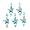 10Pcs 2 Colors Dyed Synthetic Turquoise Starfish Rondelle Round Beaded Connector Charms PALLOY-JF04015-2