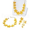 Flower Brass Enamel Pendant Necklace & Stud Dangle Earring & Link Bracelet FS-WGA6C2B-01-5