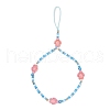 Tortoise Synthetic Turquoise with Glass Mobile Straps HJEW-JM03137-2