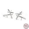 Rhodium Plated 925 Sterling Silver Stud Earring Findings STER-Q192-14P-1