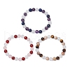 3Pcs Round Natural Mixed Gemstone Beads Stretch Bracelets for Women BJEW-TA00568-2