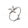 Non-Tarnish 304 Stainless Steel Starfish Open Cuff Rings for Women RJEW-H136-06P-1