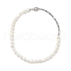 Natural Baroque Pearl Beaded Necklace & Bracelet with 304 Stainless Steel Paperclip Chains SJEW-JS01262-10