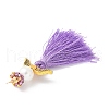 Glass Pearl Round Beaded with Polycotton Tassel Big Pendants PALLOY-MZ00611-04-3