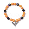 Halloween Theme Baking Painted Glass & Natural Black Onyx(Dyed & Heated) Round Beaded Stretch Bracelets BJEW-MZ00188-02-2