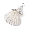 4Pcs 4 Styles Copper Wire Wrapped Shell Pendants PALLOY-JF02709-4