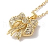 Brass Micro Pave Clear Cubic Zirconia Cable Chain Bowknot Pendant Necklaces for Women NJEW-C054-02B-G-2