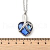 304 Stainless Steel & Blue Glass Heart Urn Ashes Necklaces NJEW-K393-04P-6