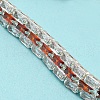 Rack Plating Brass Micro Pave Orange Red Cubic Zirconia Rectangle Link Chain Bracelets BJEW-Q771-06S-02-3
