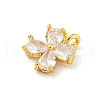 Clover Rack Plating Brass Micro Pave Clear Cubic Zirconia Charms KK-P277-13G-2