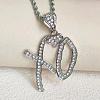 Zinc Alloy Crystal Rhinestone Letter XO Heart Pendant Necklaces for Women FS-WGEFE1E-01-2