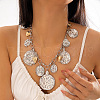 Alloy Disc Heart Flower Pendant Bib Necklaces for Women FS-WGEE4D6-03-1