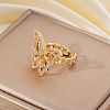 Brass Micro Pave Cubic Zirconia Cuff Rings for Women BI4333-7-1