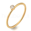 Ion Plating(IP) 304 Stainless Steel Rhinestone Solitaire Rings RJEW-B066-01G-02-1