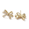 Bowknot Brass Stud Earrings EJEW-M245-03G-2
