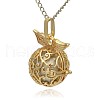 Golden Tone Brass Hollow Round Cage Pendants KK-J230-10G-2