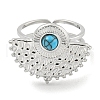 304 Stainless Steel Synthetic Turquoise Cuff Rings G-Z056-02P-05-2