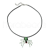 Braided Glass Seed Bead Spider Pendant Necklaces NJEW-MZ00036-03-4