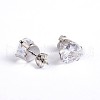 Heart 304 Stainless Steel Cubic Zirconia Stud Earrings EJEW-H306-24-4mm-1