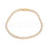 Brass Pave Clear Cubic Zirconia Horse Eye Link Bracelets BJEW-B094-03A-G-1