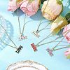 5Pcs 5 Colors Valentine's Day Theme Alloy Enamel Word Love Pendant Necklaces NJEW-JN05222-1