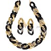 Alloy & Acrylic Oval Link Chain Necklaces & Stud Dangle Earrings Sets FS-WG559CE-01-4