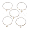 5Pcs 5 Styles Natural Freshwater Shell with Metal Sun Slice Charm Bracelets BJEW-JB11688-1-4