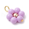 Acrylic Flowers Pendants PALLOY-JF03846-02-4