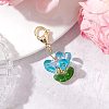 Glass Flower Pendant Decorations HJEW-MZ00206-06-1