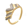 Brass Micro Pave Clear Cubic Zirconia Cuff Rings RJEW-U035-08GP-4