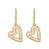 Heart Brass Micro Pave Clear Cubic Zirconia Dangle Stud Earrings KK-D363-12C-G-2