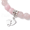 Mother's Day Natural Plum Blossom Jasper Beaded Charm Bracelets BJEW-TA00611-3
