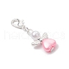 Heart Angel ABS Plastic & Acrylic Imitation Pearl Pendant Decorations HJEW-JM03160-01-5