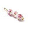 3Pcs Handmade Flower Printed Porcelain Ceramic Pendants PALLOY-JF03974-4