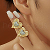 Elegant Vintage Two Tone Heart Brass Stud Earrings NR0767-3