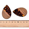 Transparent Resin & Walnut Wood Big Pendants RESI-T058-05C-4