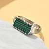316L Stainless Steel Natural Malachite Finger Rings for Women RJEW-U054-02C-01P-3