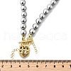 Brass Micro Pave Clear Cubic Zirconia Heart Pendant Round Beaded Necklaces for Women NJEW-D314-07PG-5