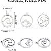 Unicraftale 30Pcs 3 Style 201 Stainless Steel Charms STAS-UN0022-64P-4