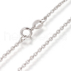 Anti-Tarnish Rhodium Plated 925 Sterling Silver Cable Chain Necklaces STER-L059-12P-1