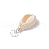 Natural Cowrie Shell Pendants PALLOY-JF03710-01-5